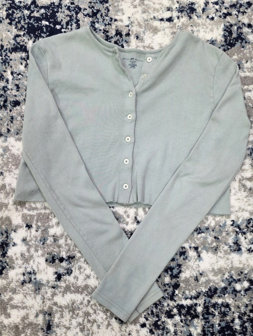 Brandy Melville Light Sage Cropped Button Cardigan